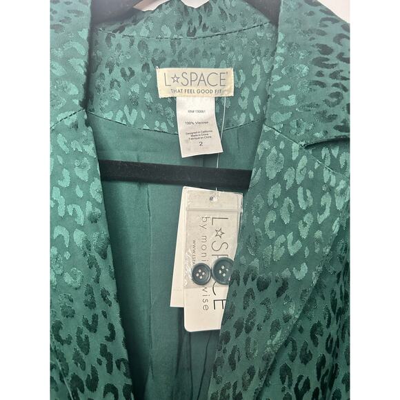 NWT L SPACE Green Leopard Bennytt Blazer and Harlow Pants. Size 2 - Picture 8 of 12